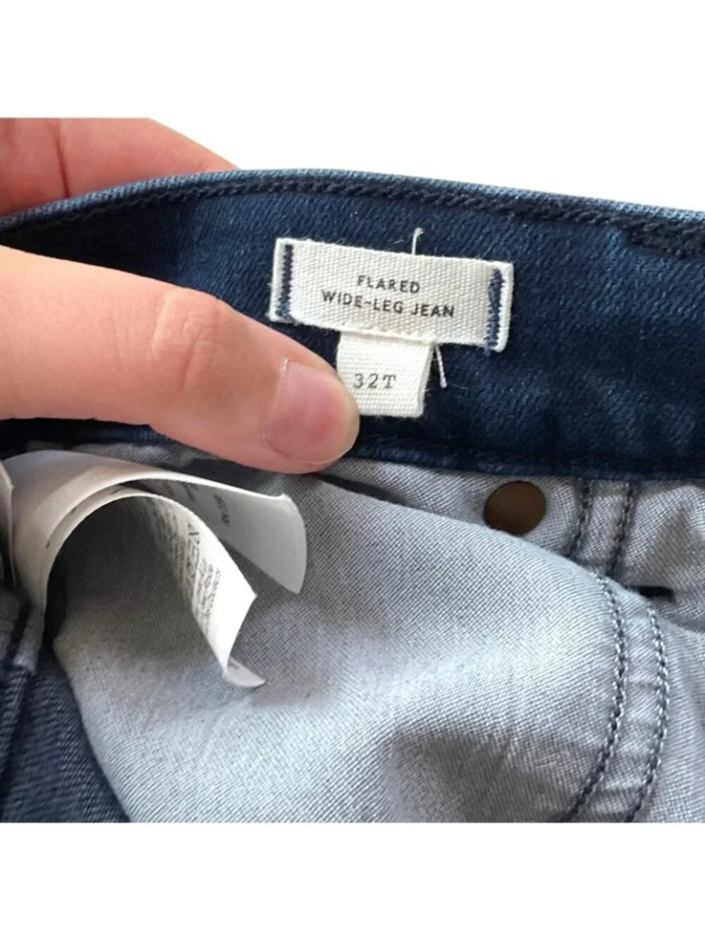 Madewell Tall Flared Wide Leg Crop Jeans Womens 32T Blue High Rise Raw Hem